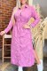 Pink Casual Print Letter With Belt Turndown Collar Shirt Dress Dresses
