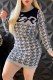 Grey Casual Letter Patchwork O Neck One Step Skirt Dresses