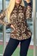 Coffee Elegant Print Letter Turndown Collar Outerwear