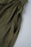 Green Elegant Solid Bandage Patchwork Pocket U Neck Long Sleeve Two Pieces