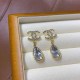 Gold Elegant Letter Rhinestone Earrings