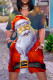 Santa Claus Casual Print Basic V Neck Short Sleeve Dress