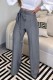 Dark Gray Casual Solid Basic Regular High Waist Conventional Solid Color Trousers