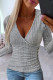 Grey Casual Solid Patchwork V Neck Tops