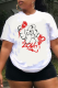 White Street Print Patchwork O Neck T-Shirts