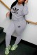Grey Casual Print Letter Hooded Collar Long Sleeve Two Pieces