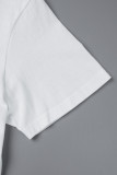 White Street Daily Print Patchwork O Neck T-Shirts