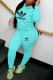 Lake Blue Casual Print Letter Hooded Collar Long Sleeve Two Pieces