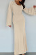 Apricot Casual Solid Patchwork U Neck Long Dress Dresses
