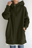 Grass Green Casual Solid Basic Hooded Collar Outerwear