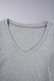 Coffee Casual Solid Basic V Neck Tops