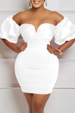 Red Sexy Solid Backless Off the Shoulder One Step Skirt Dresses