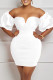 White Sexy Solid Backless Off the Shoulder One Step Skirt Dresses
