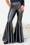 Black Casual Solid Patchwork Skinny High Waist Speaker Solid Color Trousers