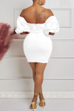 Red Sexy Solid Backless Off the Shoulder One Step Skirt Dresses