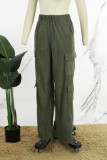 Apricot Casual Solid Patchwork Regular High Waist Conventional Solid Color Trousers