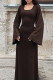Brownness Casual Solid Patchwork U Neck Long Dress Dresses