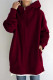 Burgundy Casual Solid Basic Hooded Collar Outerwear