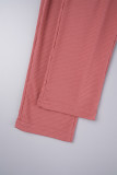 Brick Red Sexy Casual Solid Backless Off the Shoulder Long Sleeve Two Pieces