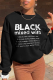 Black Casual Daily Print Draw String Letter Hooded Collar Tops