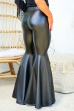 Black Casual Solid Patchwork Skinny High Waist Speaker Solid Color Trousers
