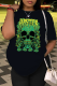 Black Casual Daily Print Skull O Neck T-Shirts