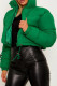Green Celebrities Solid Patchwork Draw String Zipper Mandarin Collar Outerwear