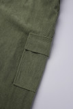 Apricot Casual Solid Patchwork Regular High Waist Conventional Solid Color Trousers