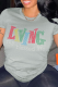 Light Gray Street Daily Print Patchwork O Neck T-Shirts