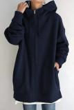 Black Casual Solid Basic Hooded Collar Outerwear