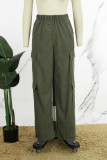 Apricot Casual Solid Patchwork Regular High Waist Conventional Solid Color Trousers