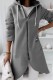 Grey Casual Solid Patchwork Zipper Hooded Collar Outerwear