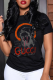 Black Street Daily Print Patchwork O Neck T-Shirts