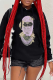 Black Casual Daily Print Patchwork O Neck Tops
