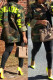 Green Casual Letter Camouflage Print Patchwork Pocket Buckle Turndown Collar Outerwear
