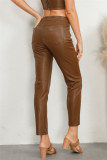 Black Casual Solid Basic Mid Waist Conventional Solid Color Trousers