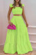Green Elegant Solid Patchwork Boat Neck Sleeveless Two Pieces