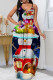 Multicolor Sexy Casual Print Backless Spaghetti Strap Long Dress Dresses