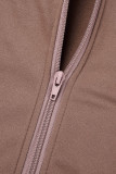 Pink Casual Solid Basic Hooded Collar Long Sleeve Two Pieces