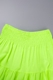Green Elegant Solid Patchwork Boat Neck Sleeveless Two Pieces