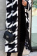 Black White Casual Plaid Patchwork Cardigan Collar Outerwear