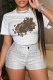 White Street Daily Print Patchwork O Neck T-Shirts