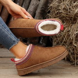 Black Casual Living Patchwork Solid Color Round Keep Warm Comfortable Shoes