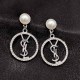 Silver Elegant Letter Patchwork Rhinestone Earrings