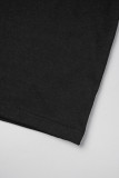 Black Casual Daily Print Skull O Neck T-Shirts
