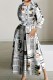 White Casual Print Patchwork Turndown Collar Long Sleeve Dresses