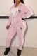 Pink Casual Print Letter Zipper Collar Long Sleeve Two Pieces