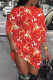 Red Casual Print Basic O Neck Long Sleeve Dresses