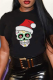 Black Casual Daily Print Skull O Neck T-Shirts