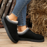 Black Casual Living Patchwork Solid Color Round Keep Warm Comfortable Shoes